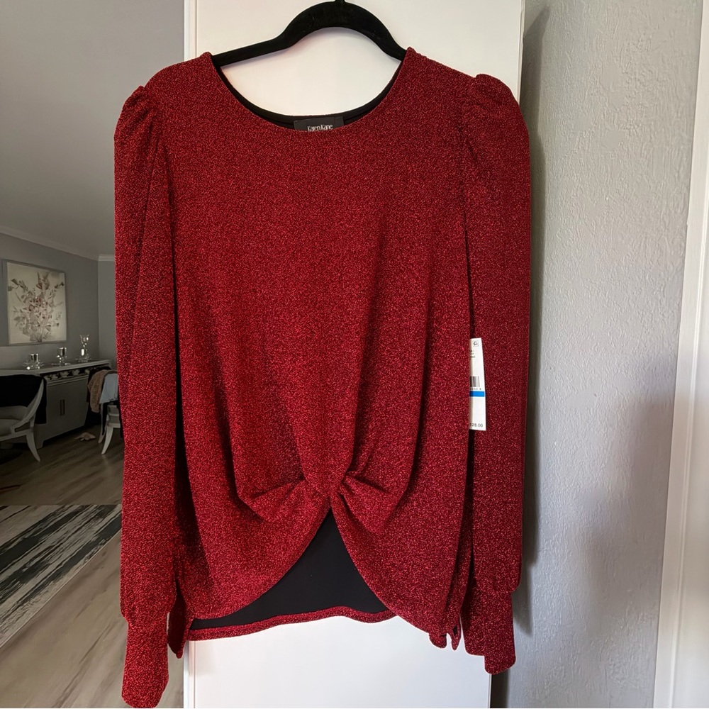 Sparkling Red Sweater Top
